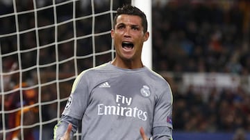 Football Soccer - AS Roma v Real Madrid - UEFA Champions League Round of 16 First Leg - Olympic stadium, Rome, Italy - 17/2/16 Real Madrid's Cristiano Ronaldo reacts during the match against AS Roma.