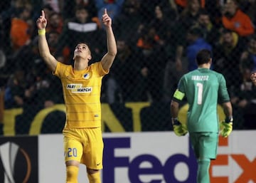 Pieros Sotiriou celebrates his opener against Athletic