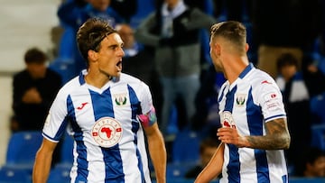 Sergio González celebra un gol con el Leganés.