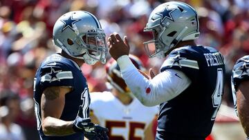 El quarterback de los Dallas Cowboys conectó tres pases de touchdown y el corredor, Ezekiel Elliott tuvo su primer partido de 100 yardas en el 2019.