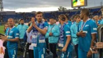 Jugadores del Zenit de San Petersburgo celebran el título de la Copa de Rusia.