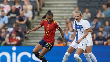 MILTON KEYNES, ENGLAND - 8 July: Sheila Garcia (Club Atletico de Madrid) of Spain during the UEFA Women's Euro England 2022 group B match between Spain and Finland at Stadium MK on July 8, 2022 in Milton Keynes, United Kingdom. (Photo by Jose Hernandez/Anadolu Agency via Getty Images)