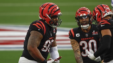 INGLEWOOD, CALIFORNIA - FEBRUARY 13: B.J. Hill #92 of the Cincinnati Bengals reacts during Super Bowl LVI at SoFi Stadium on February 13, 2022 in Inglewood, California. Ronald Martinez/Getty Images/AFP
== FOR NEWSPAPERS, INTERNET, TELCOS & TELEVISION USE ONLY ==