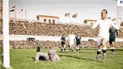 José Samitier, con el Real Madrid en una final de Copa del Rey de 1934, que el Real Madrid ganó 2-1 al Valencia.