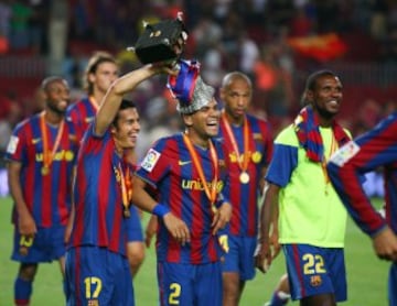 Celebrando la Supercopa conseguida ante el Athletic.