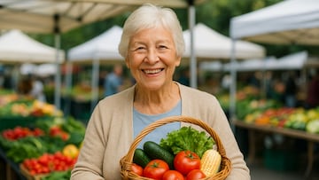 Senior at market illustration