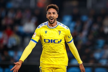 Chris Ramos celebra un gol en Vigo al Celta.