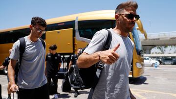 Joaquín en un desplazamiento de esta pretemporada del Betis.