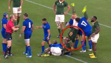 El peligroso tackle que costó la expulsión de un italiano y que pudo acabar muy mal...