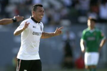 Futbol, Futbol, Colo Colo vs Audax Italiano. 
Segunda fecha, campeonato de Clausura 2016/17.
El jugador de Colo Colo Esteban Paredes celebra luego de convertir un gol contra Audax Italiano durante el partido de primera division disputado en el estadio Monumental de Santiago, Chile.
12/02/2017
Marcelo Hernandez/Photosport
*************

Football, Colo Colo vs Audax Italiano.   Second date, Closure Championship 2016/17.
Colo Colo's player Esteban Paredes  celebrates after scoring against Audax Italiano during the first division football match held at the Monumental stadium in Santiago, Chile.
12/02/2017.
Marcelo Hernandez/Photosport