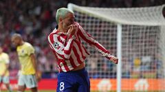 MADRID, SPAIN - SEPTEMBER 07: Antoine Griezmann of Atletico de Madrid celebrates after scoring their team's second goal during the UEFA Champions League group B match between Atletico Madrid and FC Porto at Civitas Metropolitano Stadium on September 07, 2022 in Madrid, Spain. (Photo by Angel Martinez/Getty Images)