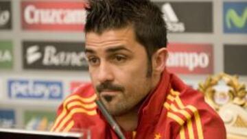 David Villa en rueda de prensa con la selección española de fútbol.
