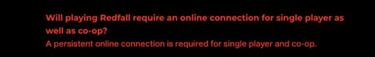 Redfall will require a persistent internet connection even in single player