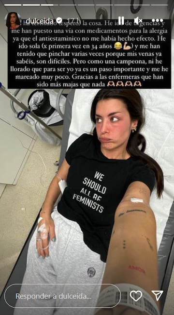 Dulceida, ingresada de urgencia por una deformacin en la cara.