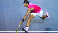 ACAPULCO, MEXICO - FEBRUARY 27: Rafael Nadal of Spain returns a ball during the match between Rafael Nadal of Spain and Nick Kyrgios of Australia as part of the day 3 of the Telcel Mexican Open 2019 at Mextenis Stadium on February 27, 2019 in Acapulco, Mexico. (Photo by Hector Vivas/Getty Images)