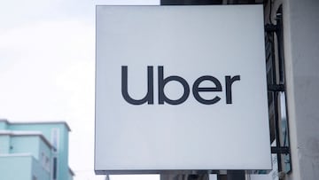 FILE PHOTO: The logo of Uber is seen in the Alpine resort of Davos, Switzerland, January 20, 2023. REUTERS/Arnd Wiegmann//File Photo