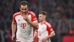 Bayern Munich's English forward #09 Harry Kane is pictured during the UEFA Champions League round of 16, second-leg football match between FC Bayern Munich and Lazio in Munich, southern Germany on March 5, 2024. (Photo by Kirill KUDRYAVTSEV / AFP)