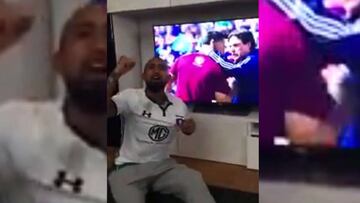 La celebración de Vidal tras el triunfo de Colo Colo