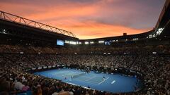 Imagen de la pista del Rod Laver Arena durante el partido entre Rafa Nadal y Novak Djokovic en la final del Open de Australia 2020.
