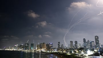 Missiles launched from Iran are intercepted as seen from Tel Aviv, Israel June 13, 2025. REUTERS/Jamal Awad