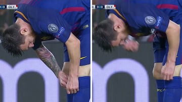 Leo Messi se sac&oacute; una pastilla de glucosa de las medias y se la meti&oacute; en la boca en el minuto 10.