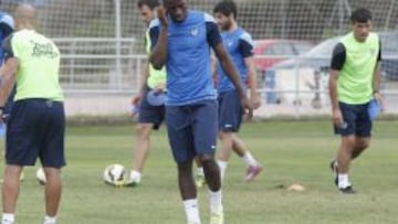 Diop, durante un entreno.