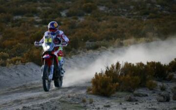 Sexta etapa, Uyuni-Uyuni.El español Joan Barreda, del equipo Honda.