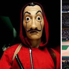 Un protagonista de 'La casa de papel' aparece en el pabellón de la Penya y así lo reciben...