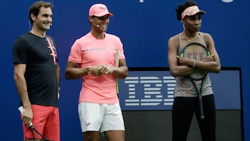 Rafa Nadal, junto a Roger Federer y Venus Williamsen el Arthur Ashe Kids Day en el USTA Billie Jean King National Tennis Center de Flushing Meadows (New York).