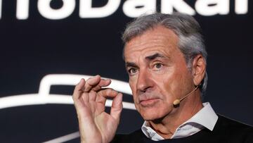 SAN SEBASTIÁN DE LOS REYES (C. DE MADRID), 13/12/2023.- El piloto Carlos Sainz durante la presentación del proyecto de la marca Audi con el que participará en el Dakar 2024. EFE/Juan Carlos Hidalgo