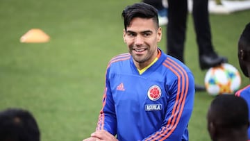 Falcao García durante un entrenamiento con la Selección Colombia en Yokohama, Japón.