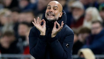 Soccer Football - Carabao Cup - Fourth Round - Swansea City v Manchester City - Swansea.com Stadium, Swansea, Britain - October 29, 2025 Manchester City manager Pep Guardiola reacts Action Images via Reuters/Peter Cziborra EDITORIAL USE ONLY. NO USE WITH UNAUTHORIZED AUDIO, VIDEO, DATA, FIXTURE LISTS, CLUB/LEAGUE LOGOS OR 'LIVE' SERVICES. ONLINE IN-MATCH USE LIMITED TO 120 IMAGES, NO VIDEO EMULATION. NO USE IN BETTING, GAMES OR SINGLE CLUB/LEAGUE/PLAYER PUBLICATIONS. PLEASE CONTACT YOUR ACCOUNT REPRESENTATIVE FOR FURTHER DETAILS..