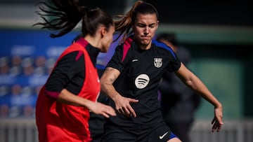 Patri, durante un entrenamiento del Barcelona esta semana.