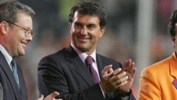 <strong>FELIZ.</strong> Laporta está muy satisfecho con el rumbo actual del Barcelona.