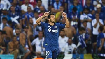 GETAFE, SPAIN - JUNE 24:  Daniel Pacheco of Getafe CF celebrates after scoring the third goal for Getafe during La Liga 2 play off round between Getafe and CD Tenerife at Coliseum Alfonso Perez Stadium on June 24, 2017 in Getafe, Spain.  (Photo by Aitor A