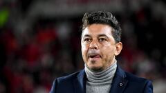 BUENOS AIRES, ARGENTINA - JULY 10: Marcelo Gallardo coach of River Plate looks on before a match between River Platen and Godoy Cruz as part of Liga Profesional 2022  at Estadio Monumental Antonio Vespucio Liberti on July 10, 2022 in Buenos Aires, Argentina. (Photo by Marcelo Endelli/Getty Images)