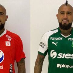 Arturo Vidal se pone las camisetas de América y Cali
