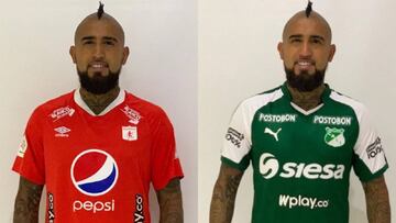 Arturo Vidal se pone las camisetas de América y Cali