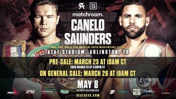 Cartel de la venta de entradas del Canelo vs Saunders.