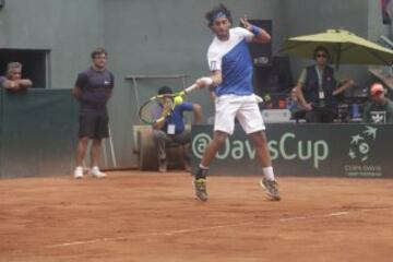 Santiago, 06 de marzo 2016. 
Gozalo Lama en el ultimo partido de la serie de la Zona Americana de Copa Davis.      