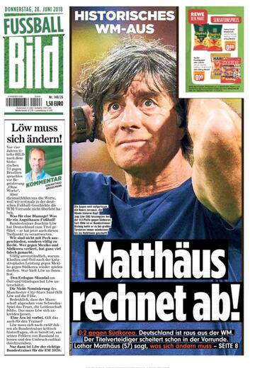 Fussball Bild: "Matthäus ajusta cuentas. Histórica eliminación del Mundial".