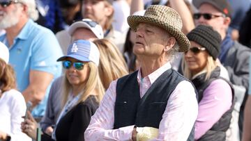 PEBBLE BEACH, CALIFORNIA - FEBRUARY 05: Actor Bill Murray waits on the third green during the third round of the AT&T Pebble Beach Pro-Am at Pebble Beach Golf Links on February 05, 2022 in Pebble Beach, California.   Jamie Squire/Getty Images/AFP
== FOR NEWSPAPERS, INTERNET, TELCOS & TELEVISION USE ONLY ==