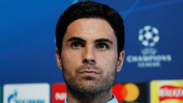 Mikel Arteta, durante la comparecencia de prensa previa al partido de Champions League que enfrentará al Manchester City con el Lyon.