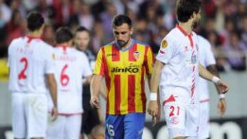 Alcácer, durante la ida en Sevilla.