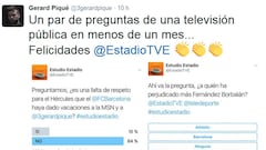 Piqué la toma ahora con TVE por dos preguntas en Twitter
