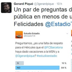 Piqué la toma ahora con TVE por dos preguntas en Twitter