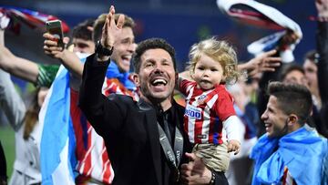 La pancarta con la que los hijos de Diego Pablo Simeone celebraron la victoria del Atl&eacute;tico de Madrid en la Europa League.