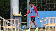 David Sim&oacute;n, durante en entrenamiento con el Deportivo de la Coru&ntilde;a.