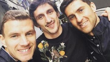 Dzeko, Savic y Zukanovic.