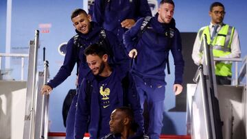 Soccer Football - FIFA World Cup Qatar 2022 Arrival - France team arrives in Doha - Hamad International Airport, Doha, Qatar - November 16, 2022 France's Lucas, Theo Hernandez and Hugo Lloris arrives in Doha for the FIFA World Cup Qatar 2022 REUTERS/Hannah Mckay